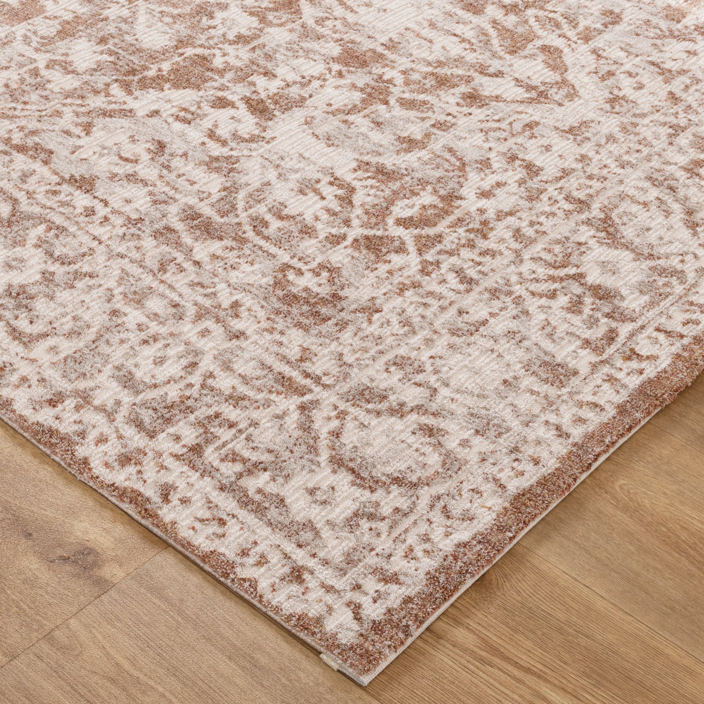 Solenne Beige & Rust Distressed Vintage Rug - S200.