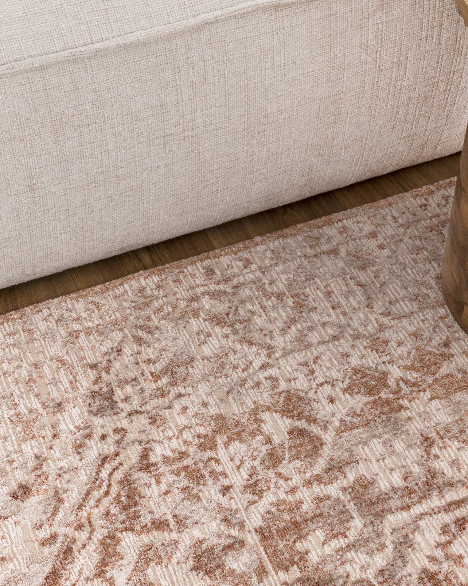 Solenne Beige & Rust Distressed Vintage Rug - S200 - Beige vintage rug from Vogue Rugs Australia