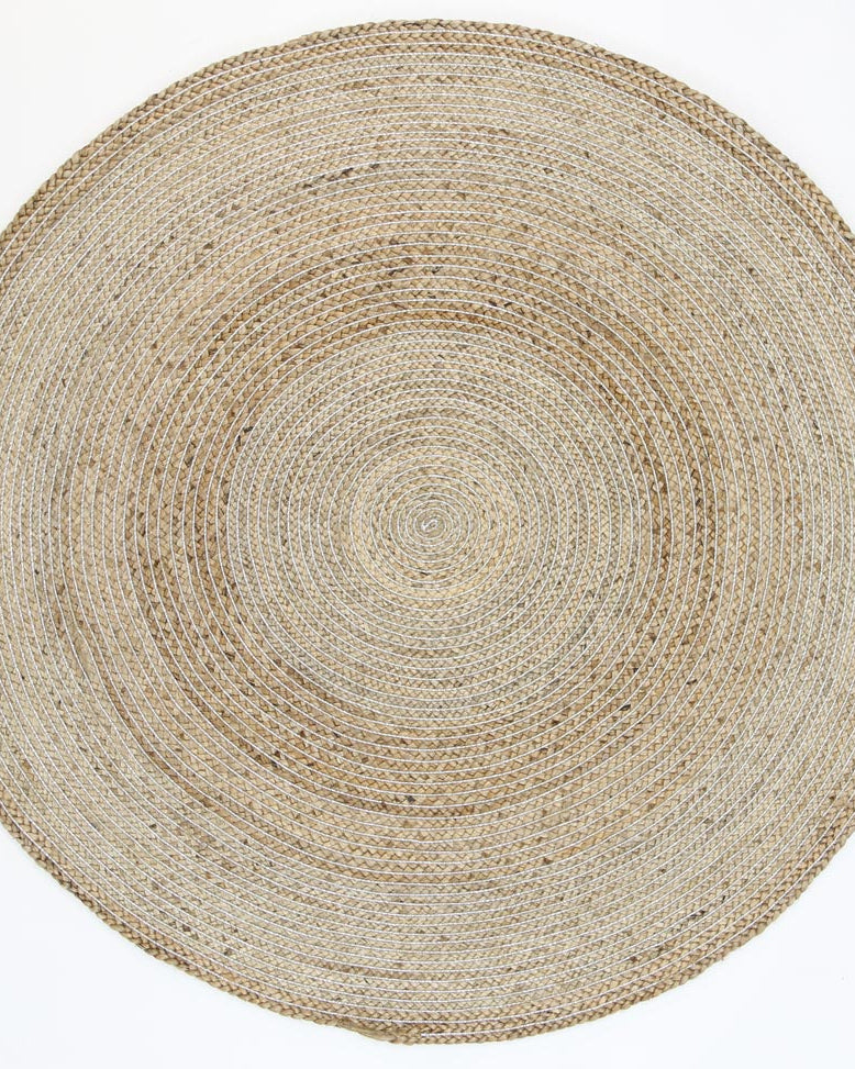 Zari Silver Jute Round Rug
