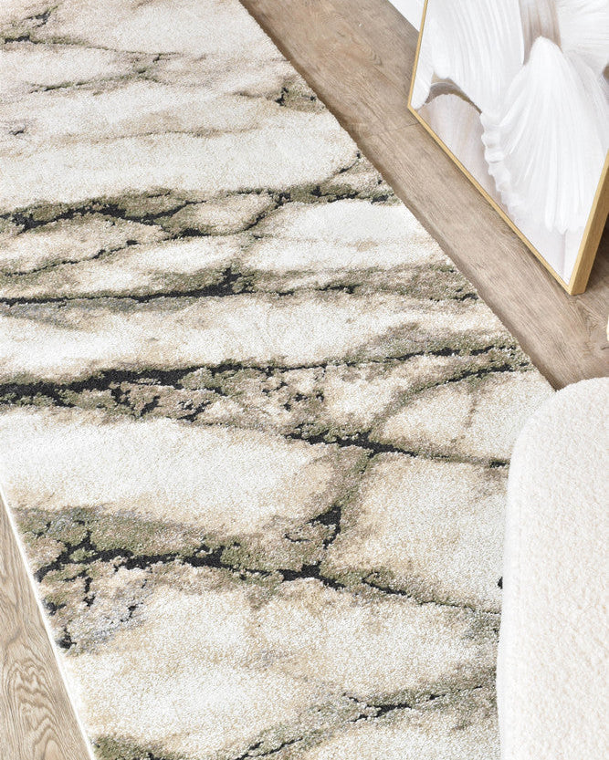 Sofia Sagefrost Runner - Black modern rug from Vogue Rugs Australia