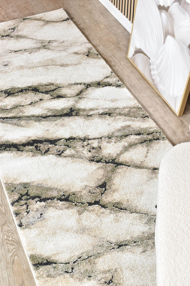 Sofia Sagefrost Runner - Black modern rug from Vogue Rugs Australia