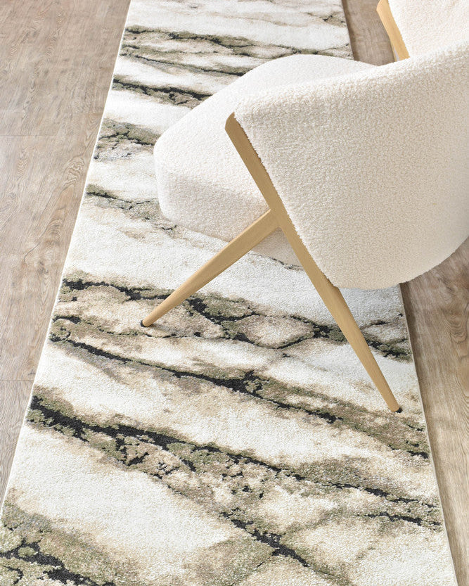 Sofia Sagefrost Runner - Black modern rug from Vogue Rugs Australia