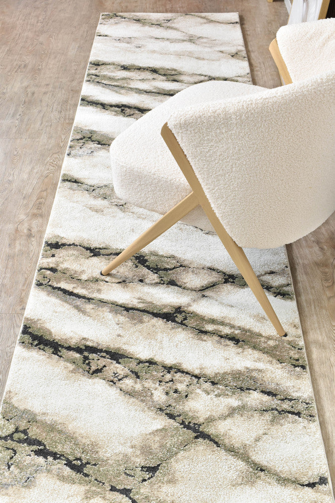 Sofia Sagefrost Runner - Black modern rug from Vogue Rugs Australia
