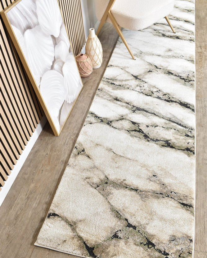 Sofia Sagefrost Runner - Black modern rug from Vogue Rugs Australia