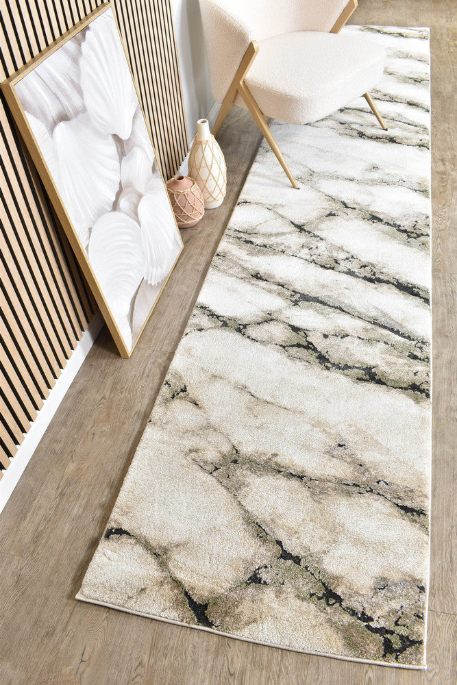 Sofia Sagefrost Runner - Black modern rug from Vogue Rugs Australia