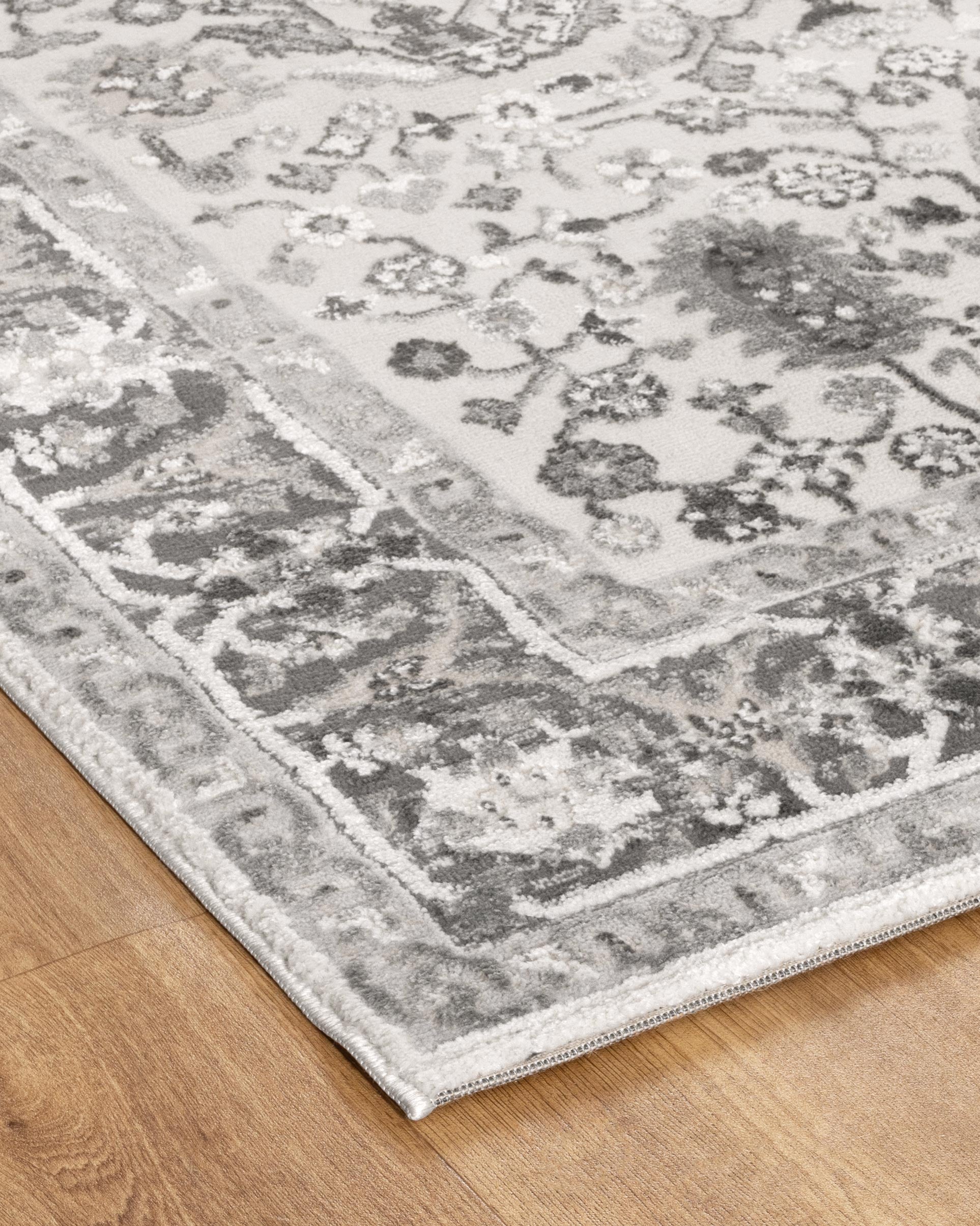 Sierra Oriental Border Grey Rug - Grey area rug rug from Vogue Rugs Australia