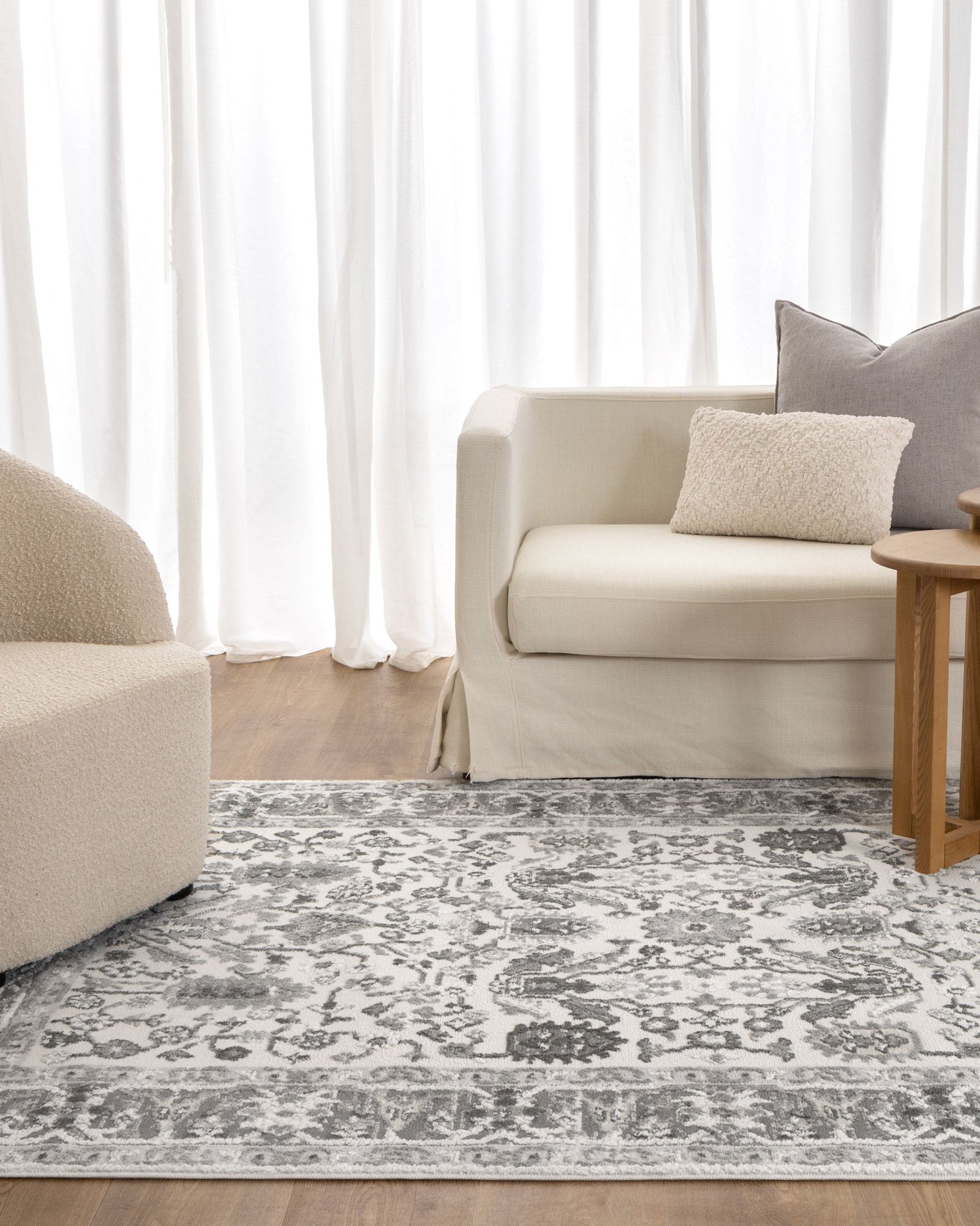 Sierra Oriental Border Grey Rug - Grey area rug rug from Vogue Rugs Australia