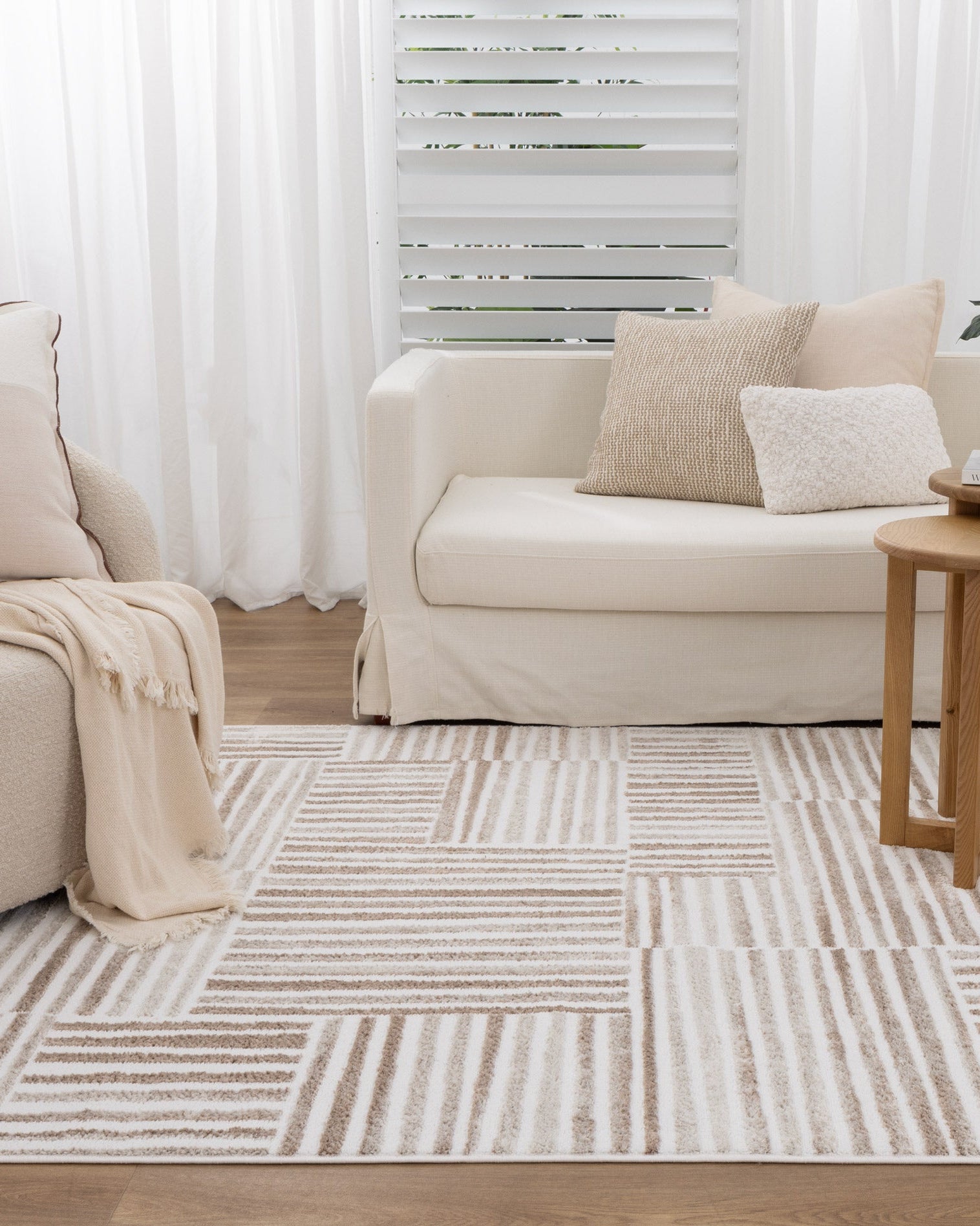 Wellington Geometric Lines Brown Rug - W001 - Brown area rug rug from Vogue Rugs Australia