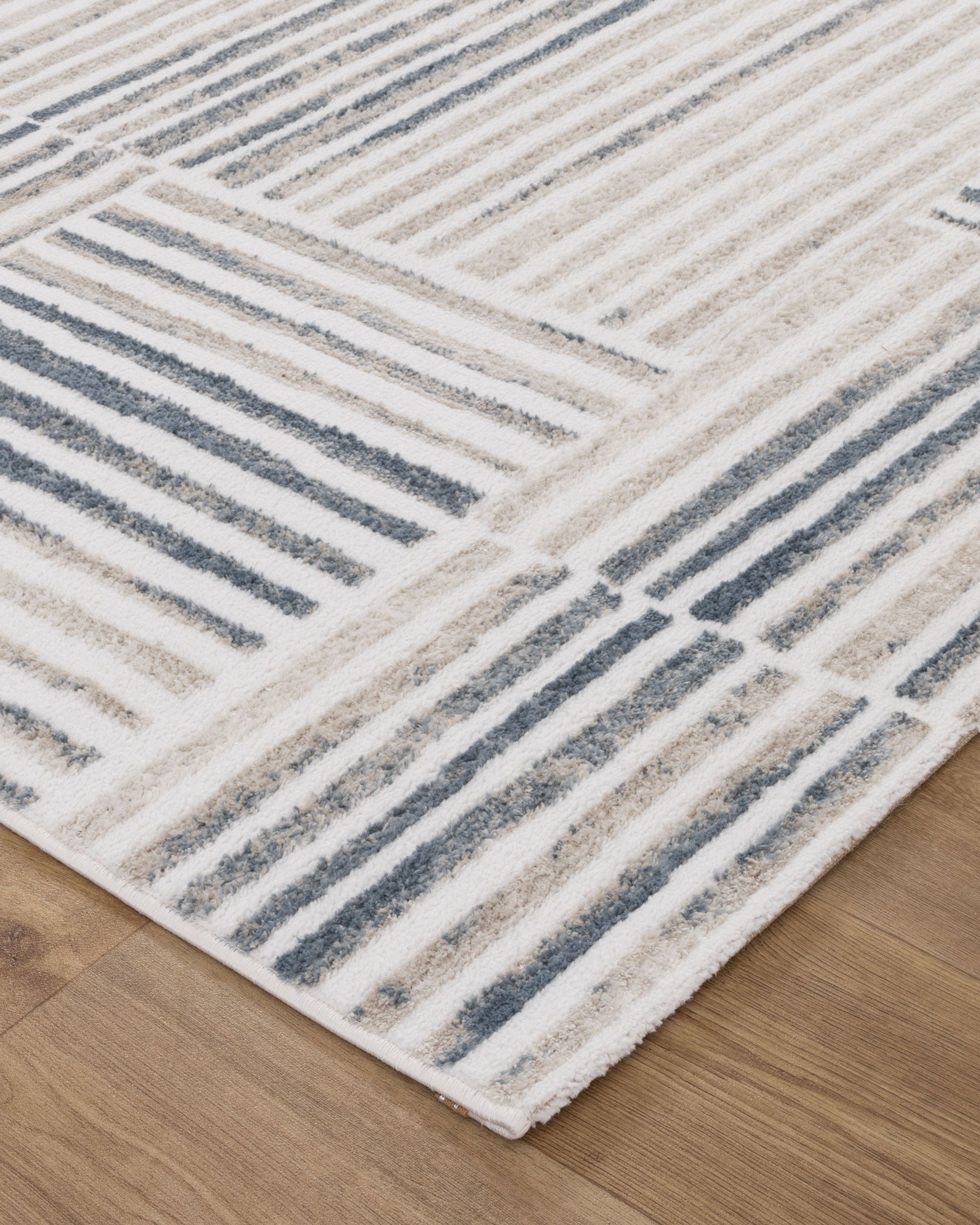 Wellington Geometric Lines Blue Rug - W002 - Blue area rug rug from Vogue Rugs Australia