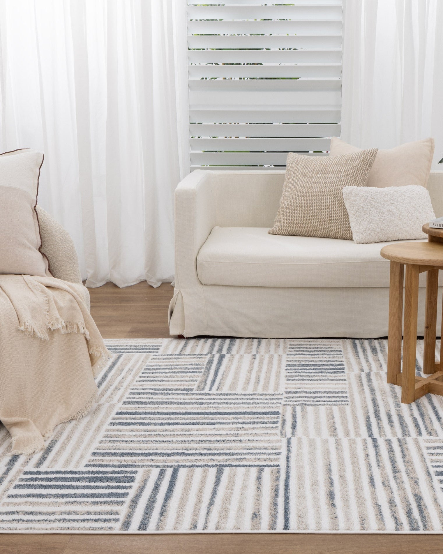 Wellington Geometric Lines Blue Rug - W002 - Blue area rug rug from Vogue Rugs Australia