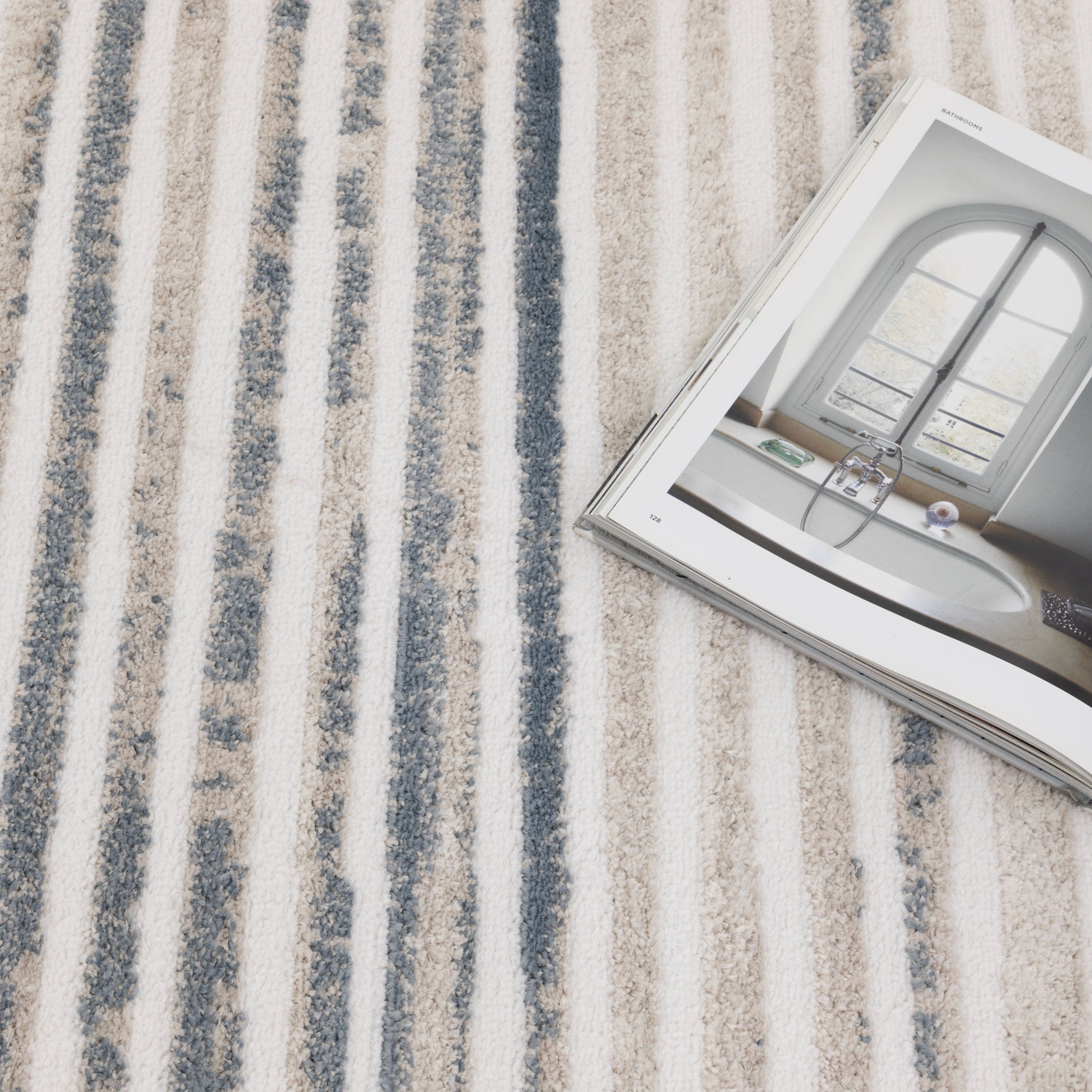 Wellington Geometric Lines Blue Rug - W002.