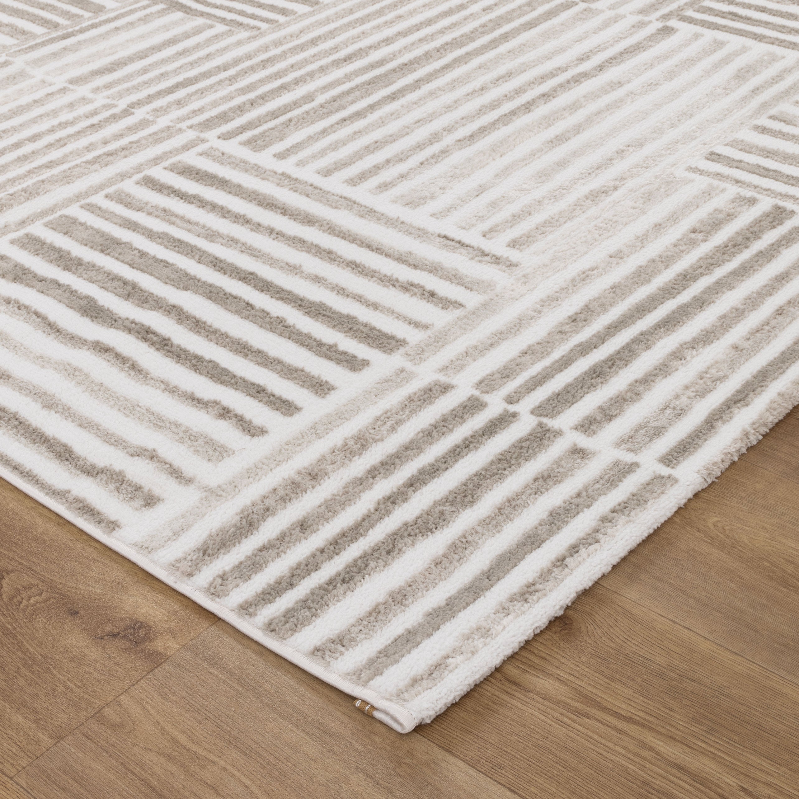 Wellington Geometric Lines Beige Rug - W003.