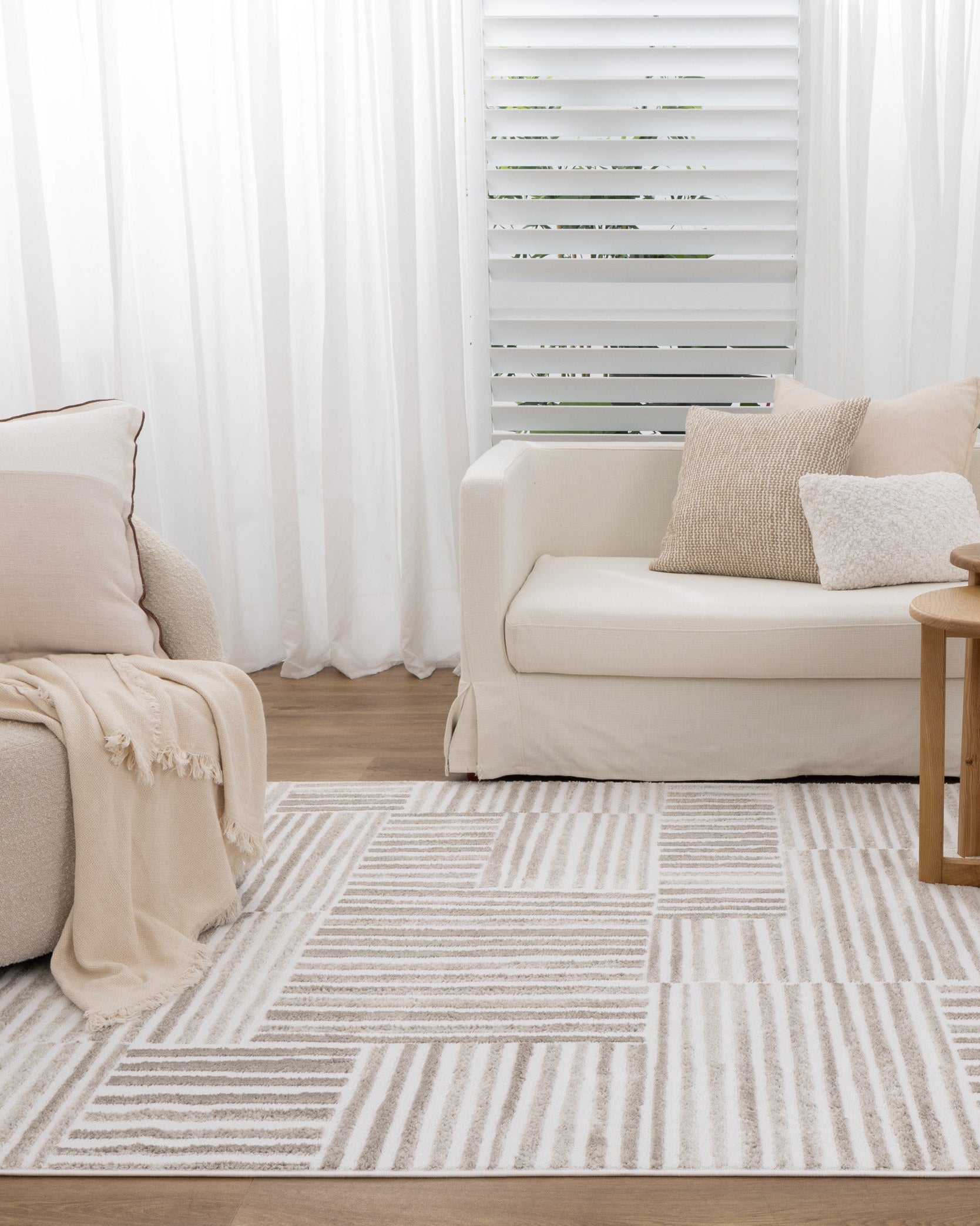 Wellington Geometric Lines Beige Rug - W003 - Beige area rug rug from Vogue Rugs Australia