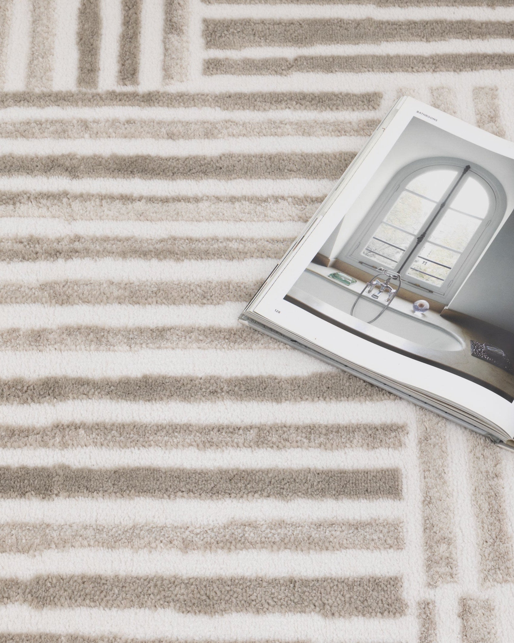 Wellington Geometric Lines Beige Rug - W003 - Beige area rug rug from Vogue Rugs Australia