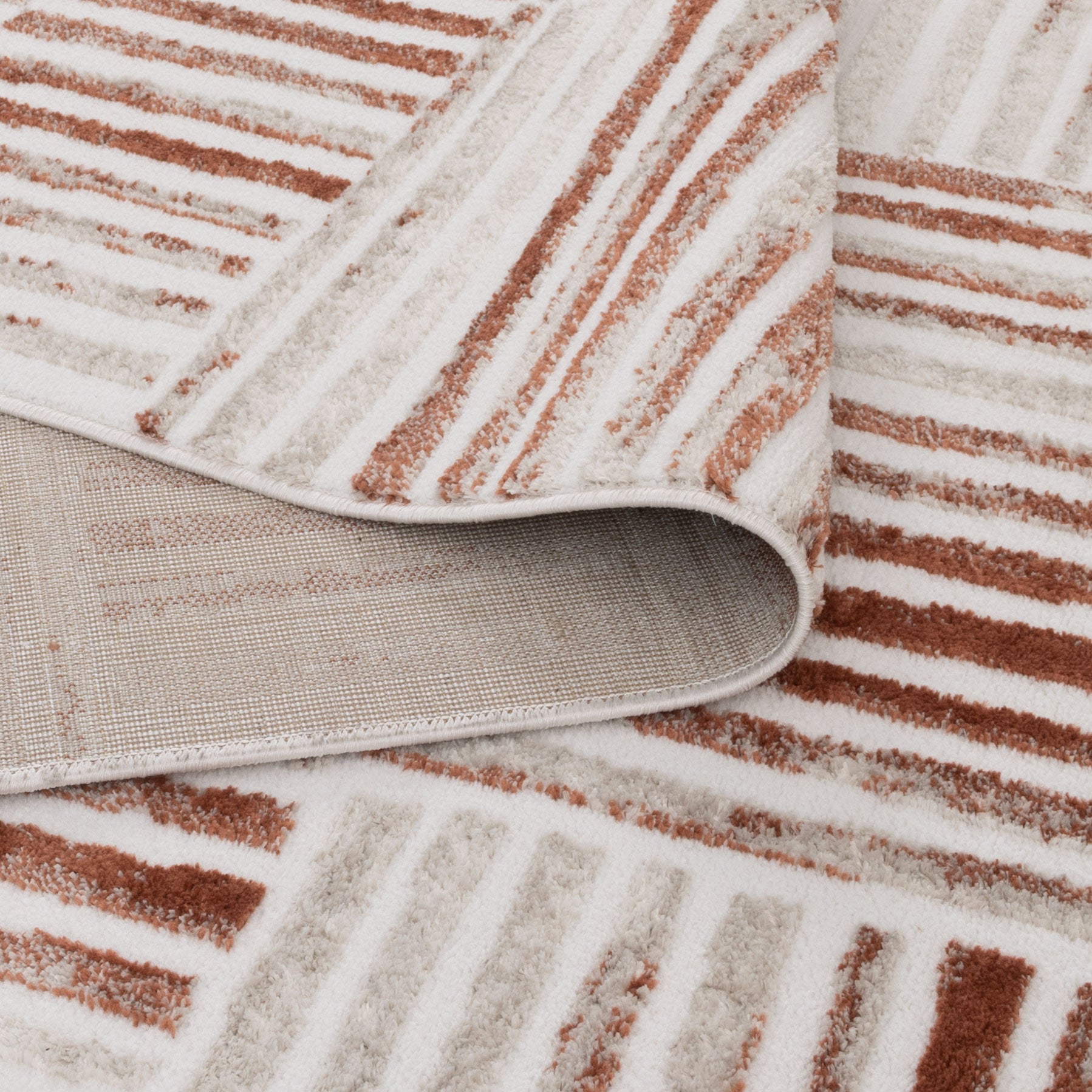 Wellington Geometric Lines Rust Rug - W004.