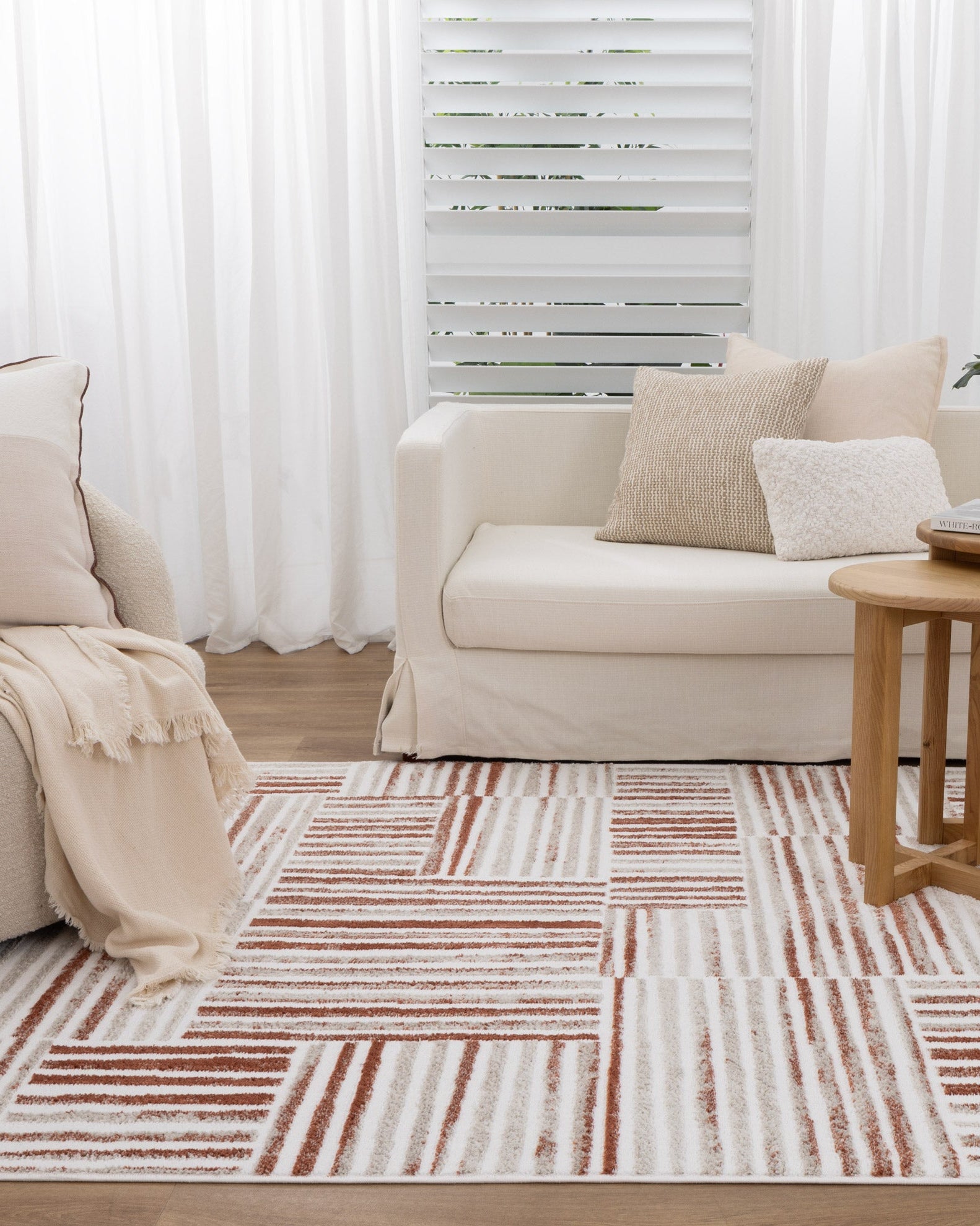 Wellington Geometric Lines Rust Rug - W004 - Rust area rug rug from Vogue Rugs Australia