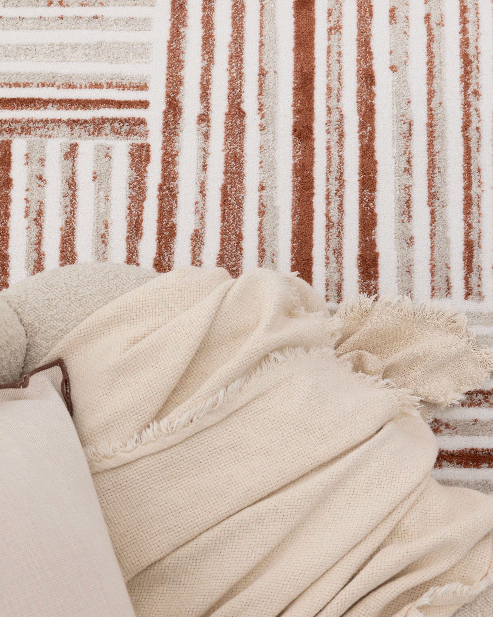 Wellington Geometric Lines Rust Rug - W004 - Rust area rug rug from Vogue Rugs Australia