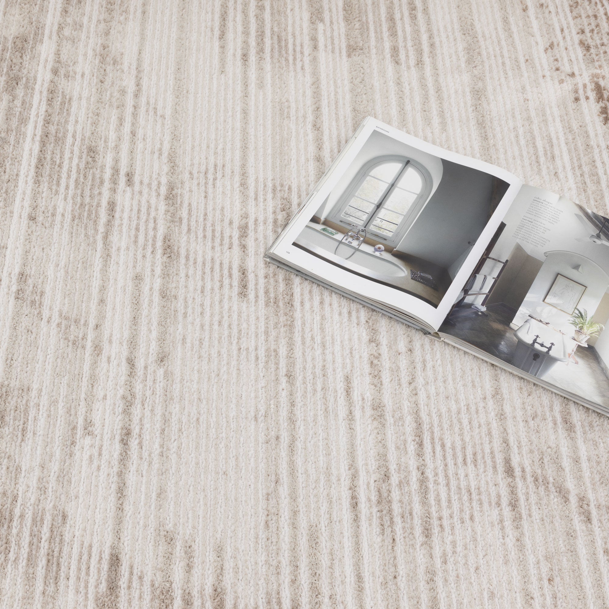 Wellington Distressed Lines Brown Rug - W011.