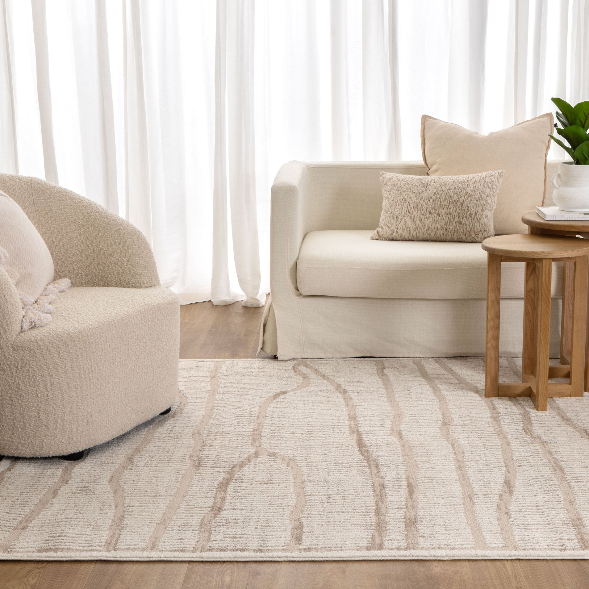 Sierra Abstract Ivory Lines Rug - Ivory modern abstract rug from Vogue Rugs Australia