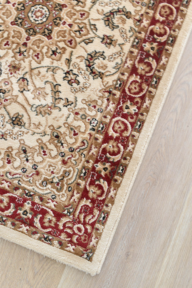 Adelaide 15 Cream Red - Cream traditional rug from Vogue Rugs Australia