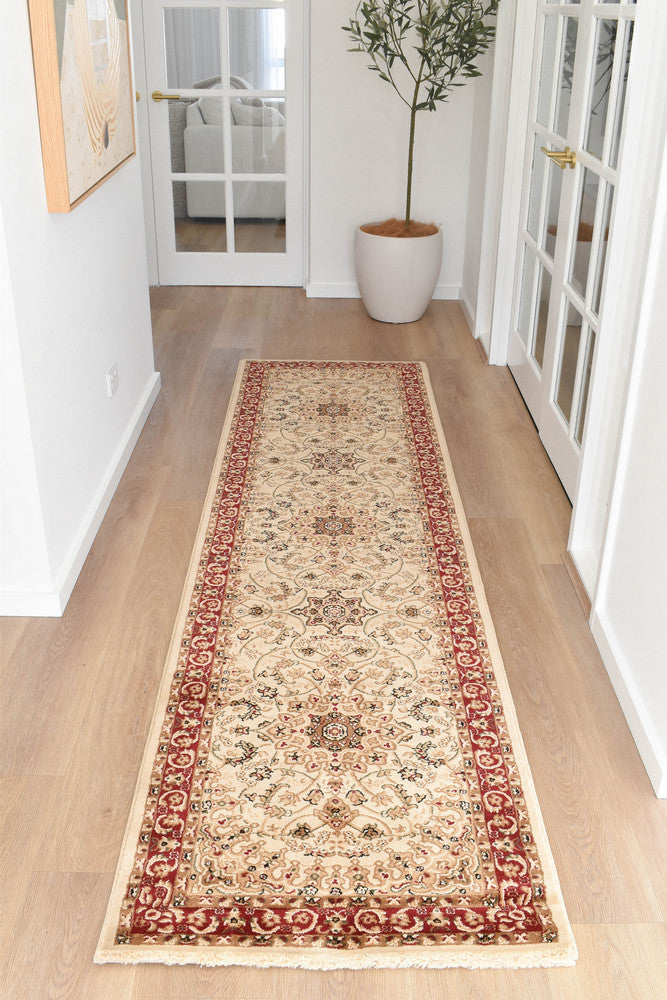 Adelaide 15 Cream Red - Cream traditional rug from Vogue Rugs Australia