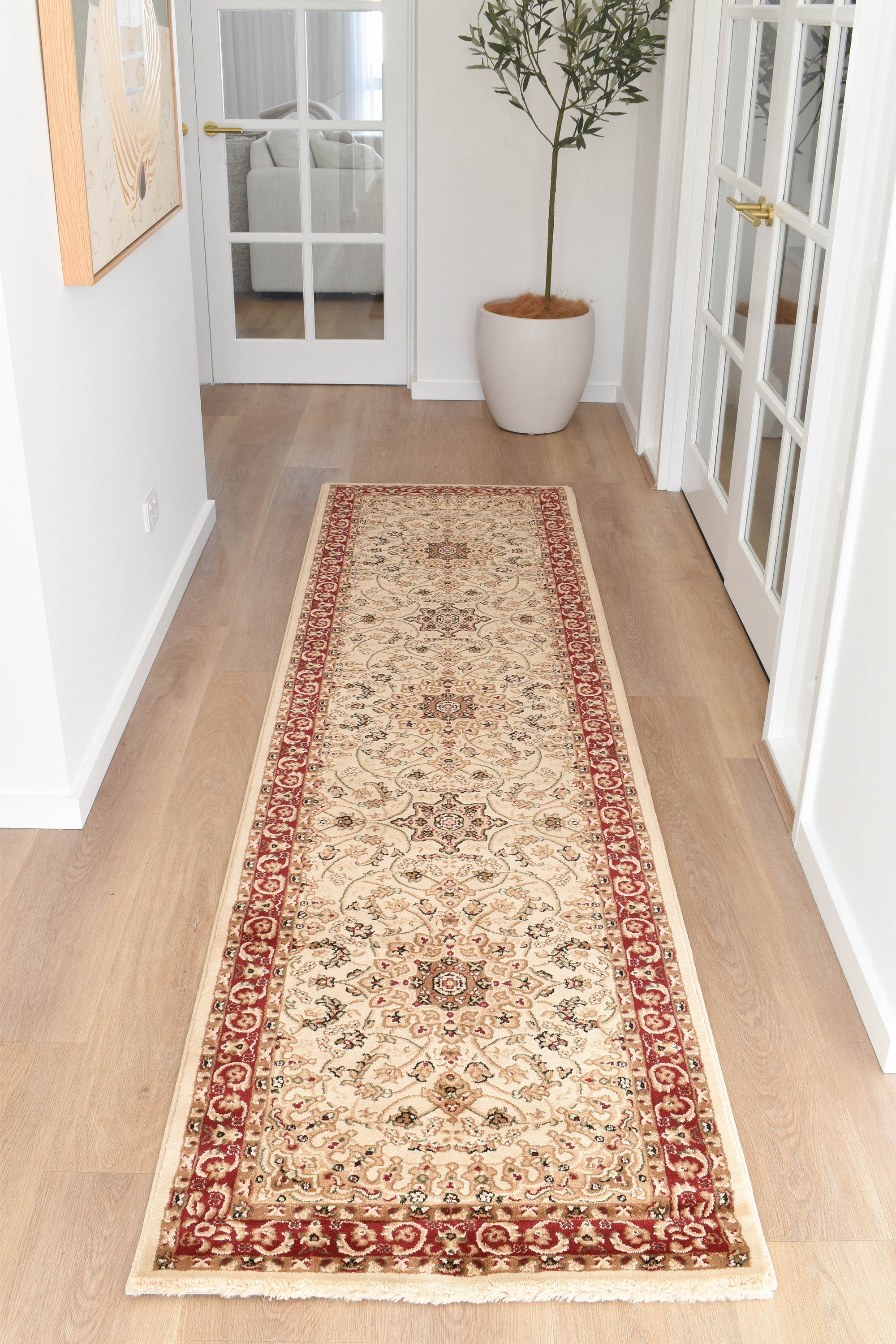 Adelaide 15 Cream Red Runner - Cream traditional rug from Vogue Rugs Australia