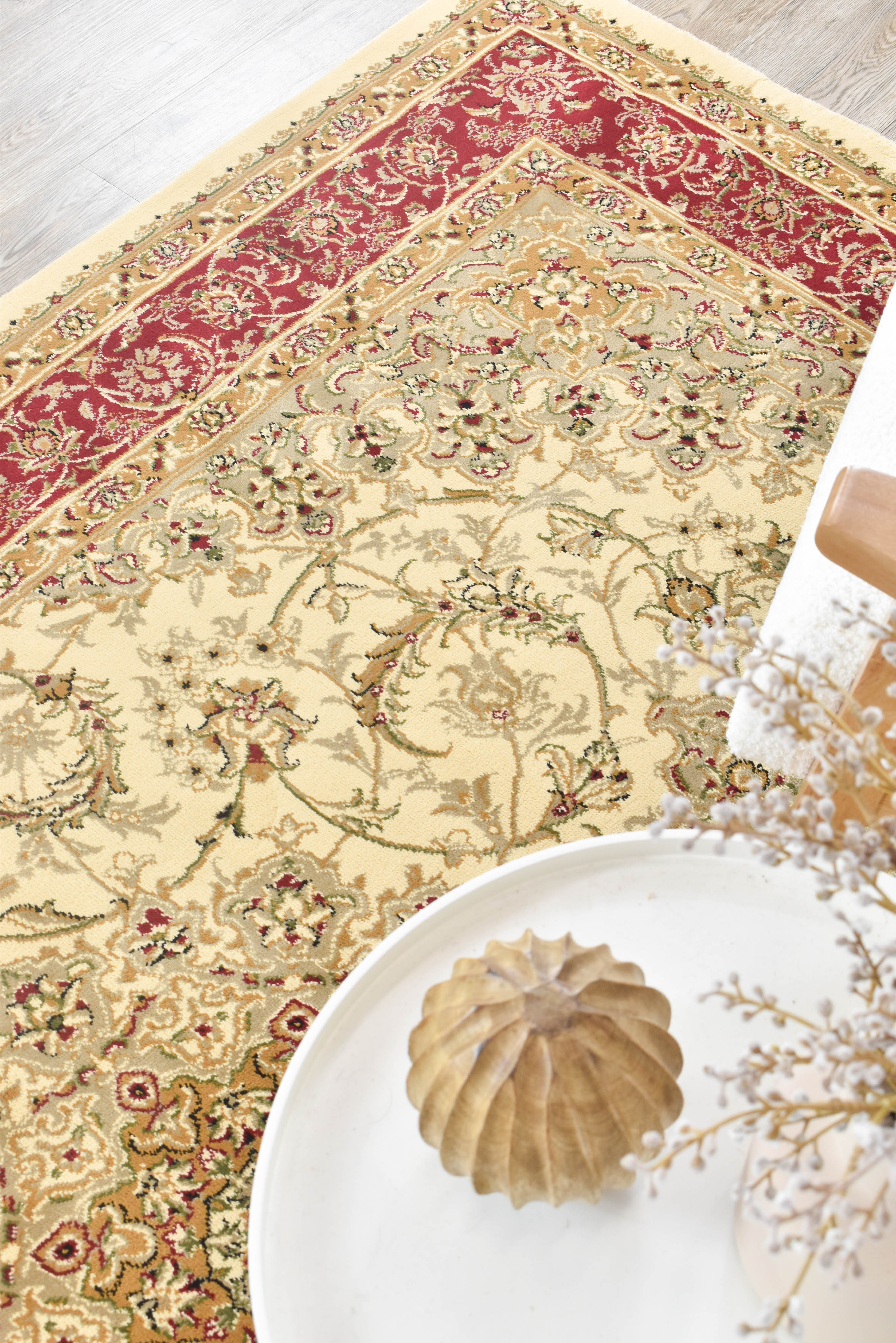 Adelaide 15 Cream Red - Cream traditional rug from Vogue Rugs Australia