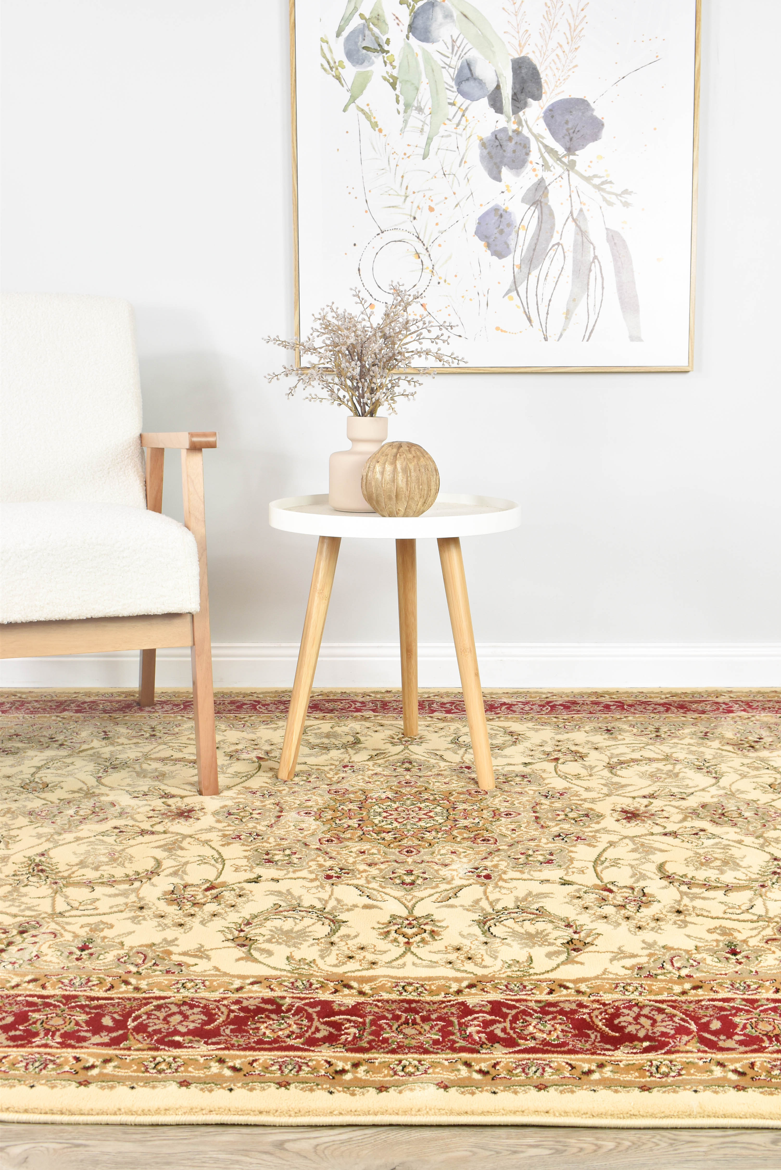 Adelaide 15 Cream Red - Cream traditional rug from Vogue Rugs Australia