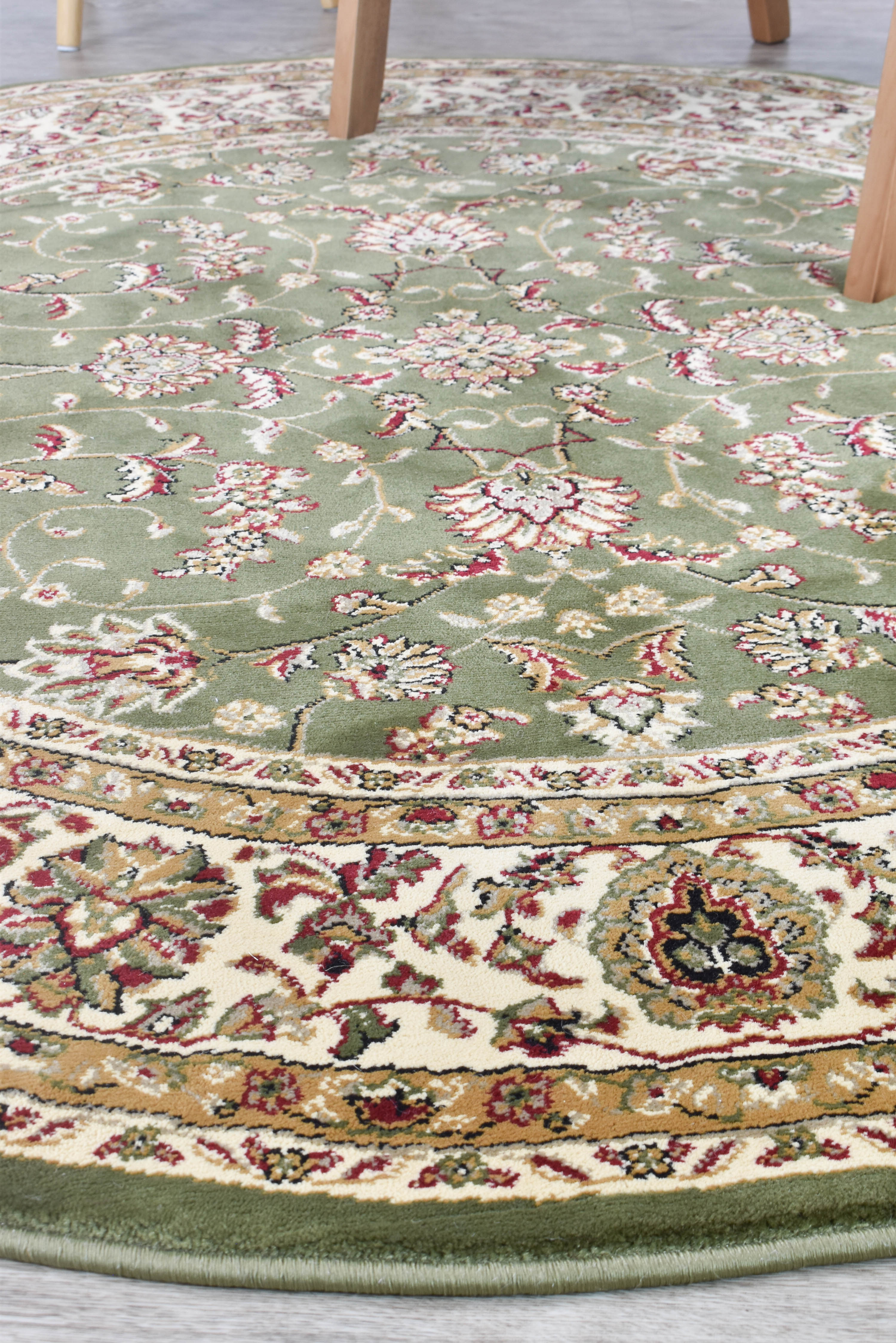 Adelaide Round 79 Green - Cream traditional rug from Vogue Rugs Australia