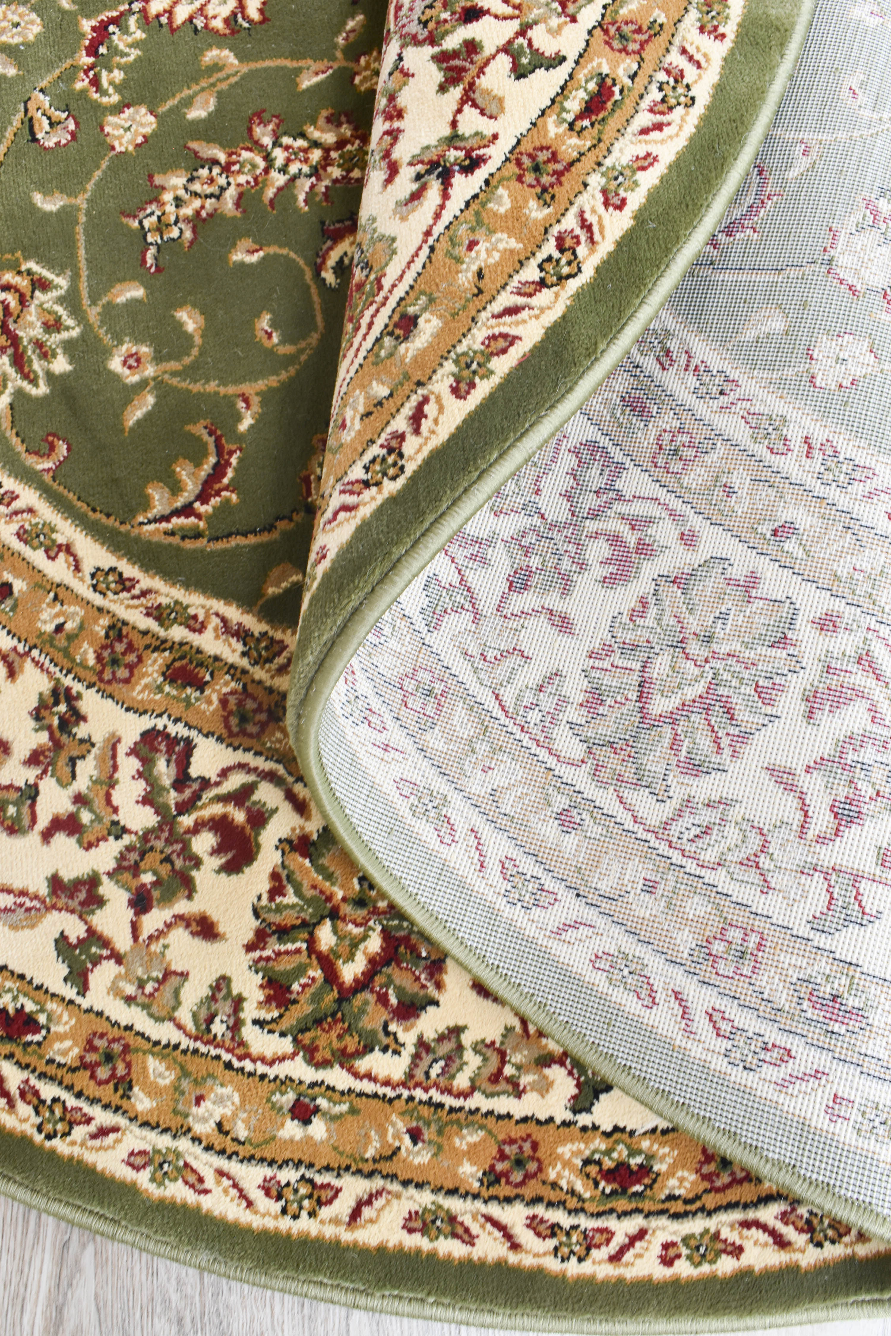Adelaide Round 79 Green - Cream traditional rug from Vogue Rugs Australia