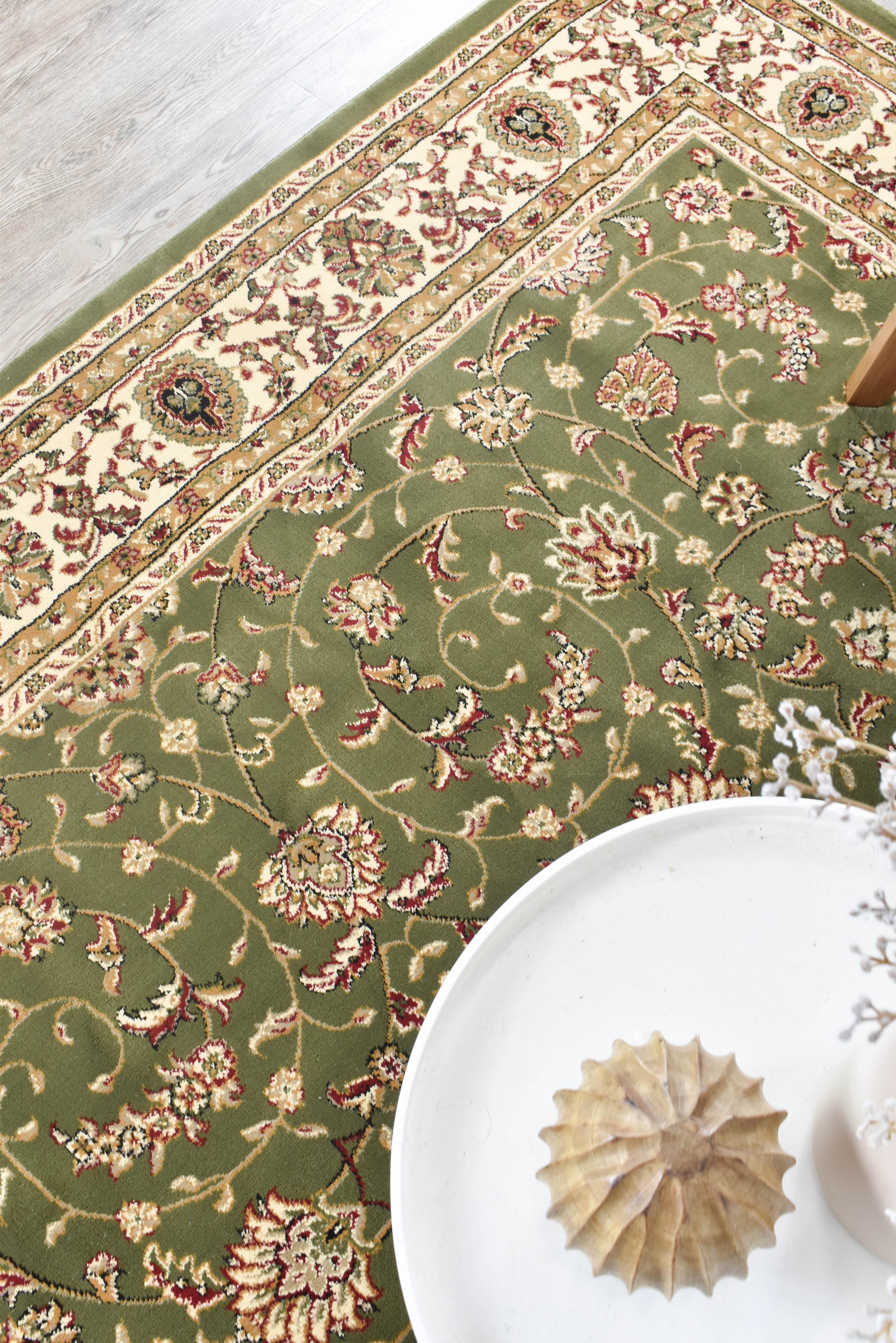 Adelaide 79 Green - Cream traditional rug from Vogue Rugs Australia
