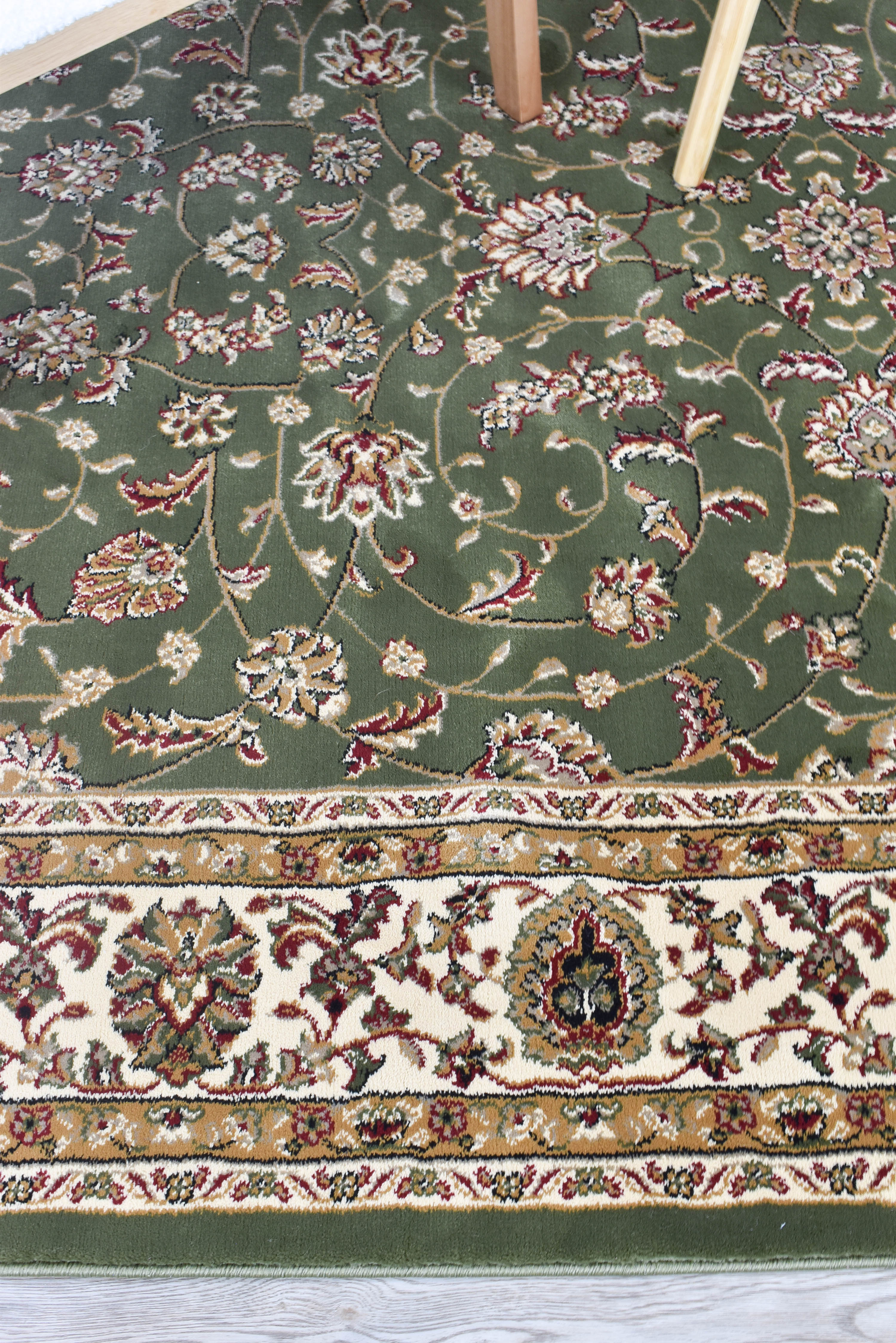 Adelaide 79 Green - Cream traditional rug from Vogue Rugs Australia