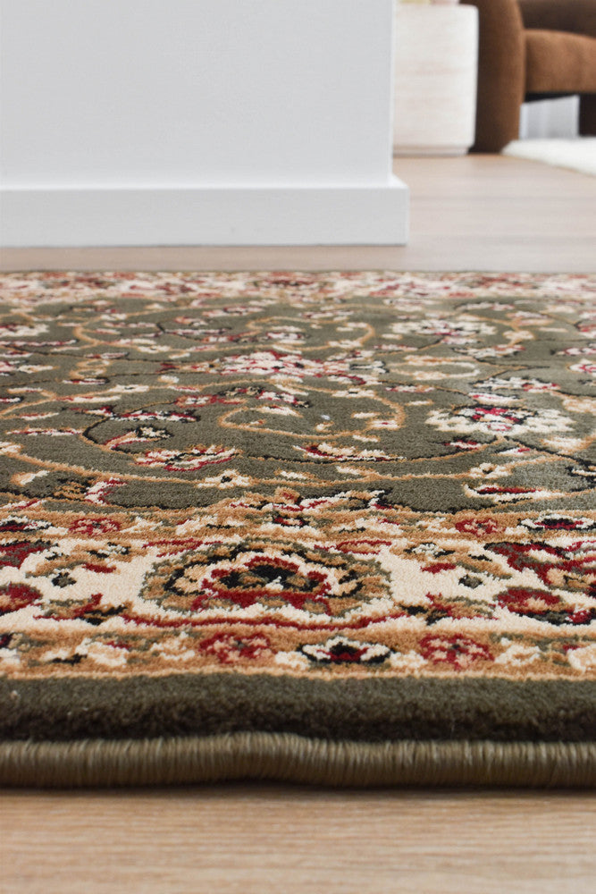 Adelaide 79 Green - Cream traditional rug from Vogue Rugs Australia