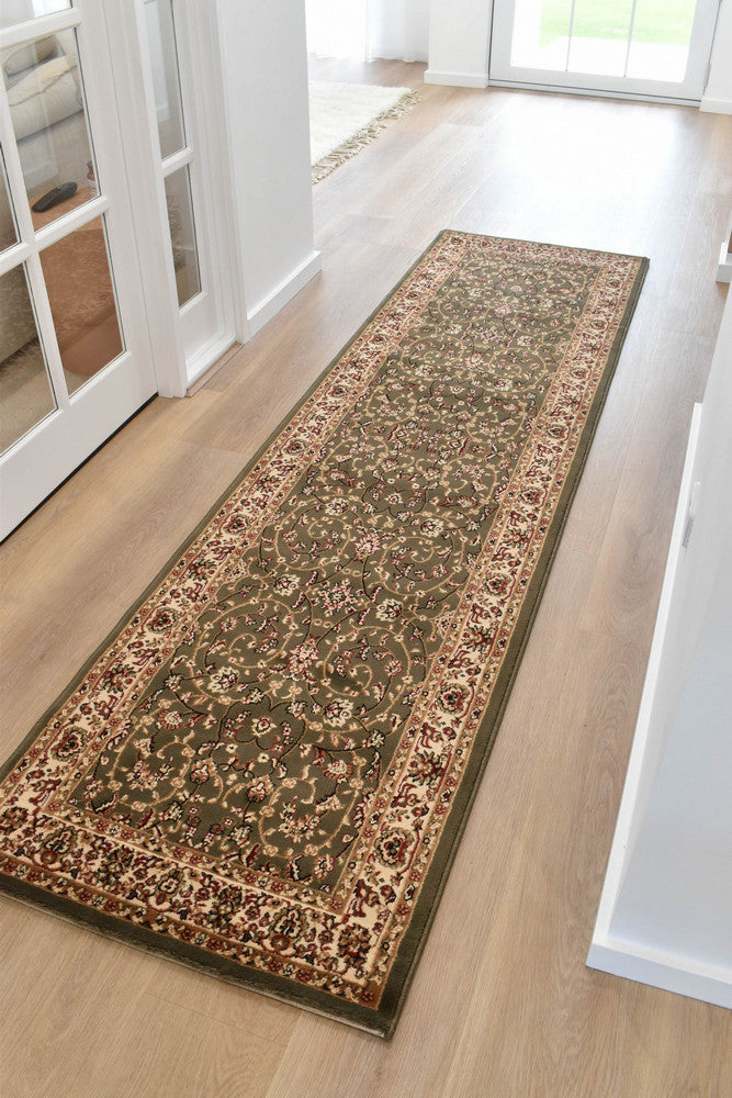 Adelaide 79 Green - Cream traditional rug from Vogue Rugs Australia