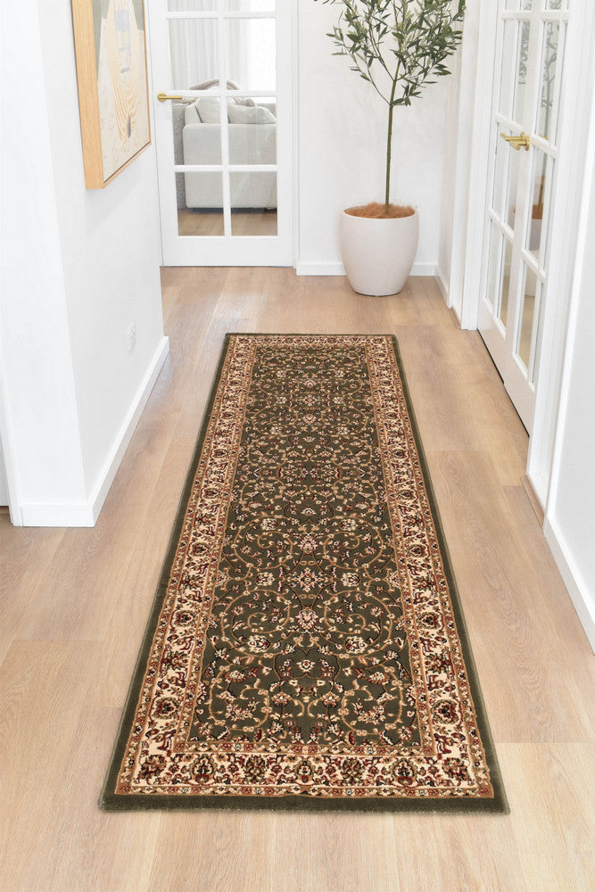 Adelaide 79 Green - Cream traditional rug from Vogue Rugs Australia