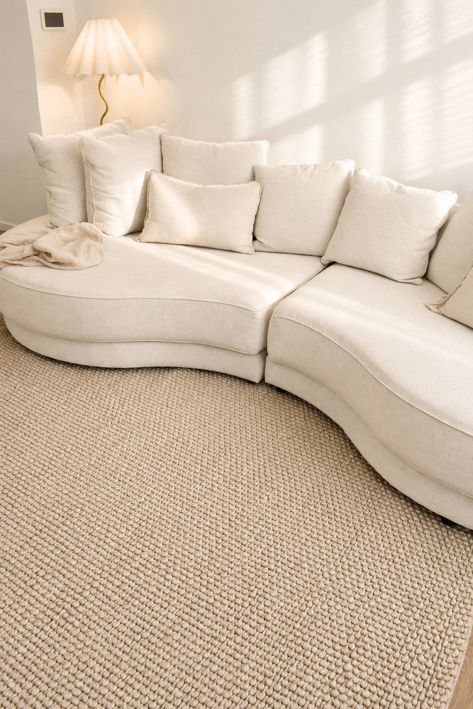 Allure Amber Oat Wool Rug - Beige flatweave rug from Vogue Rugs Australia