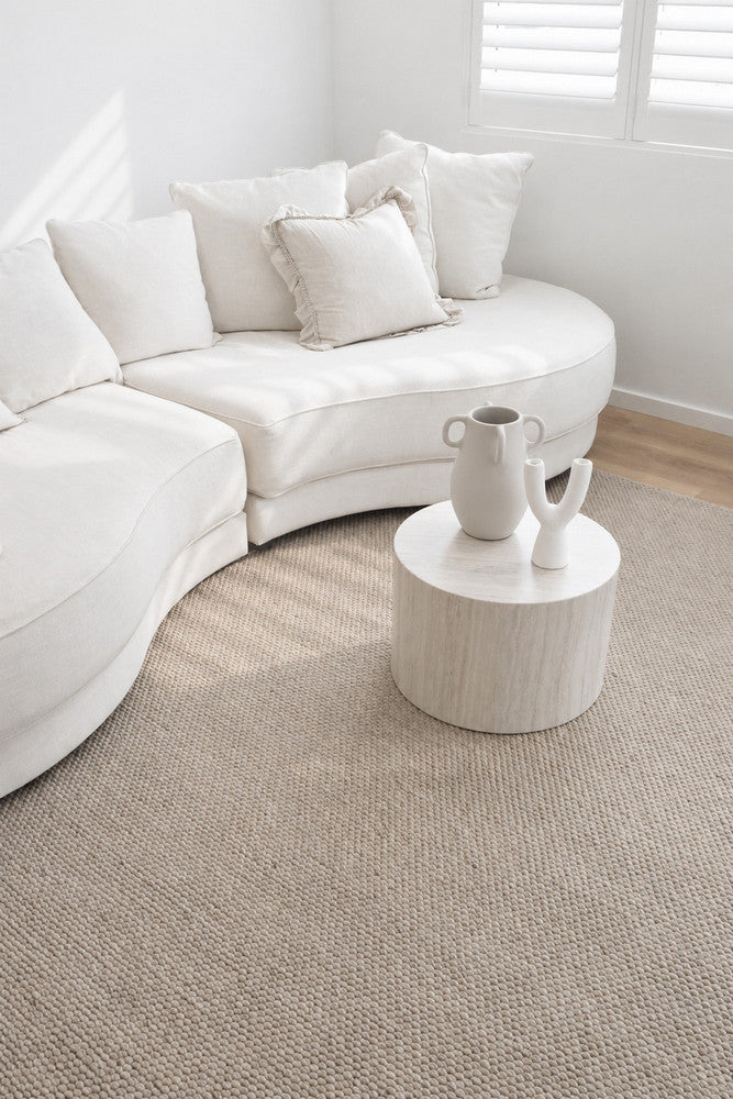 Allure Stone Mist Wool Rug - Grey flatweave rug from Vogue Rugs Australia