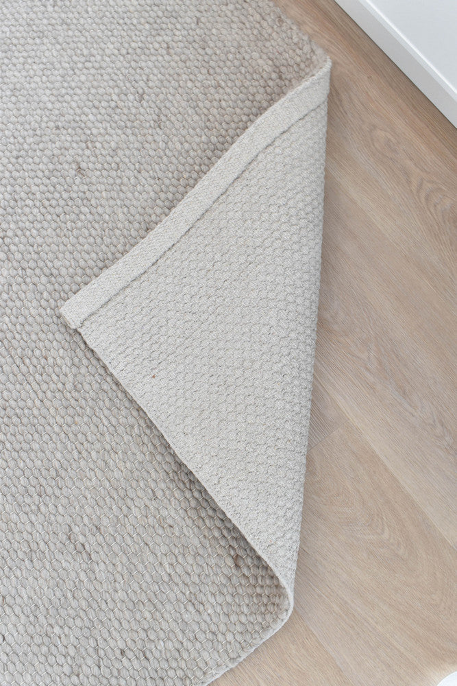 Allure Stone Mist Wool Rug - Grey flatweave rug from Vogue Rugs Australia