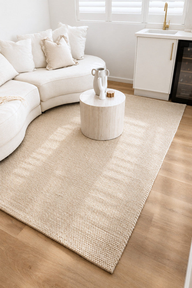 Allure Wheat Mist Wool Rug.