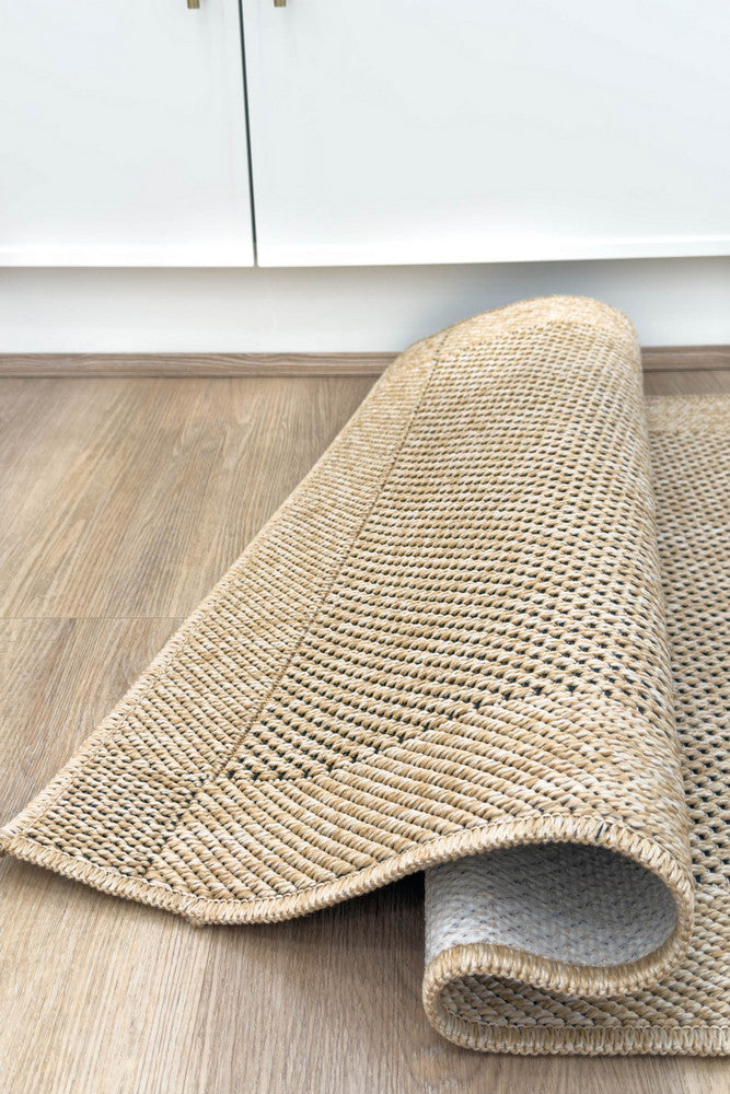 All Seasons Outdoor Sand Black Runner - Black indoor/outdoor rug from Vogue Rugs Australia