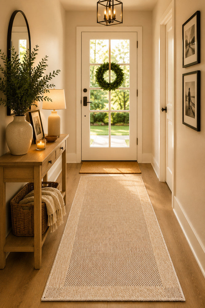 All Seasons Outdoor Sand Black Runner - Black indoor/outdoor rug from Vogue Rugs Australia