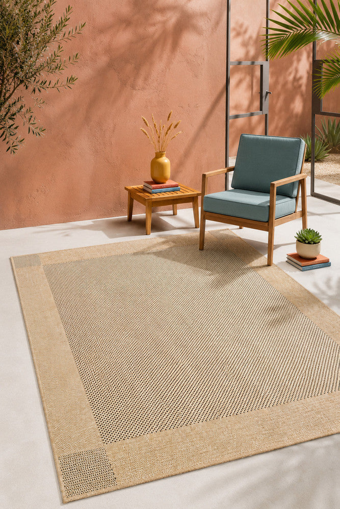 All Seasons Outdoor Sand Black - Black indoor/outdoor rug from Vogue Rugs Australia