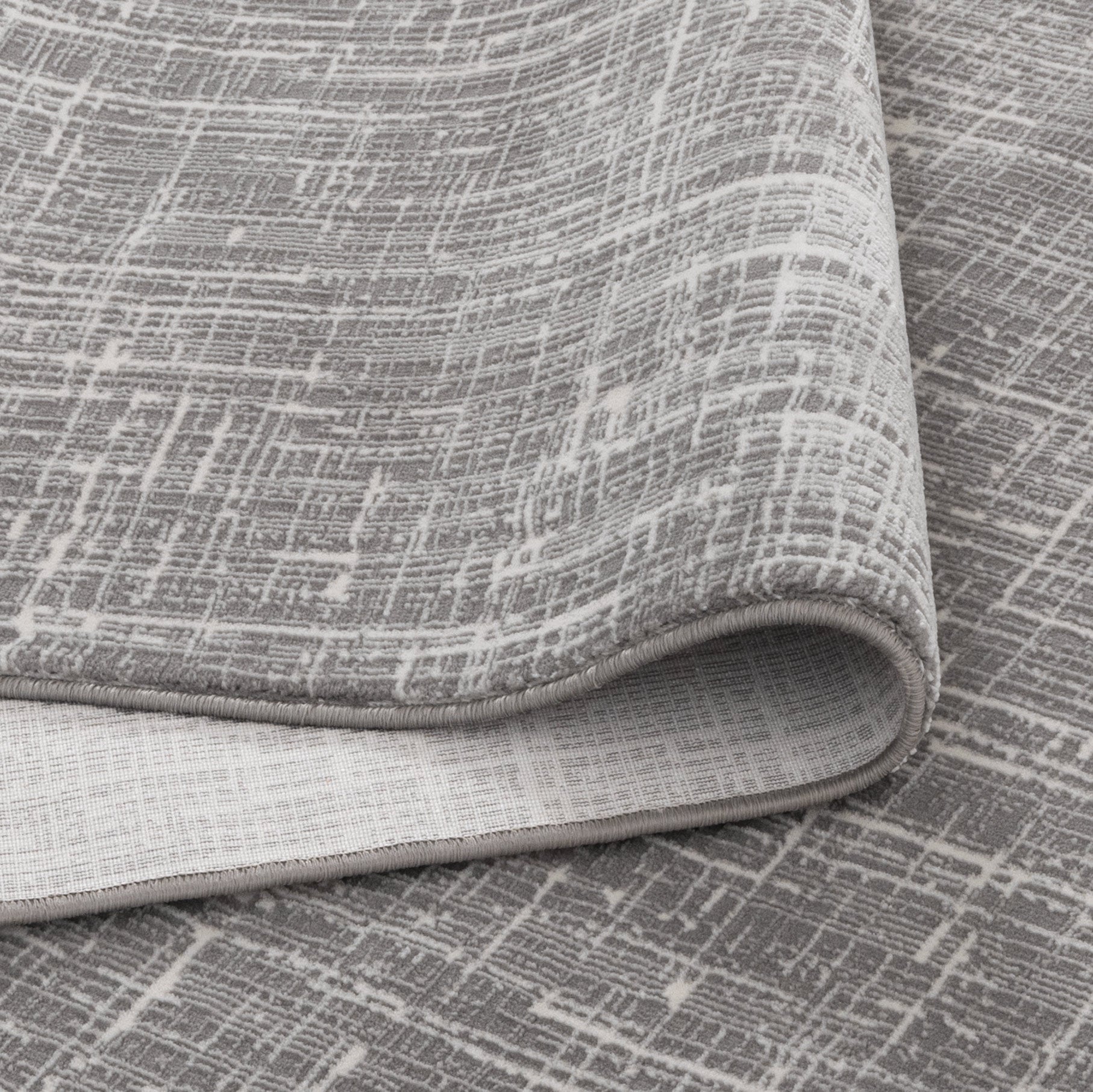 Atina Distressed Geo Lines Grey Rug - AT02.