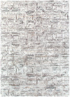 Atina Distressed Geo Squares Grey Rug - AT03.