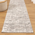 Atina Distressed Geo Squares Grey Rug - AT03.