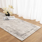 Atina Distressed Border Beige Grey Rug - AT04.