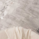 Atina Distressed Border Beige Grey Rug - AT04.