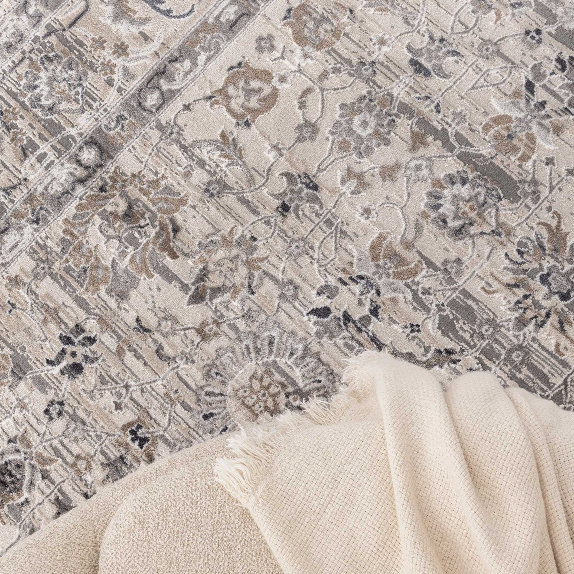 Atina Distressed Transitional Beige Grey Rug - AT05.