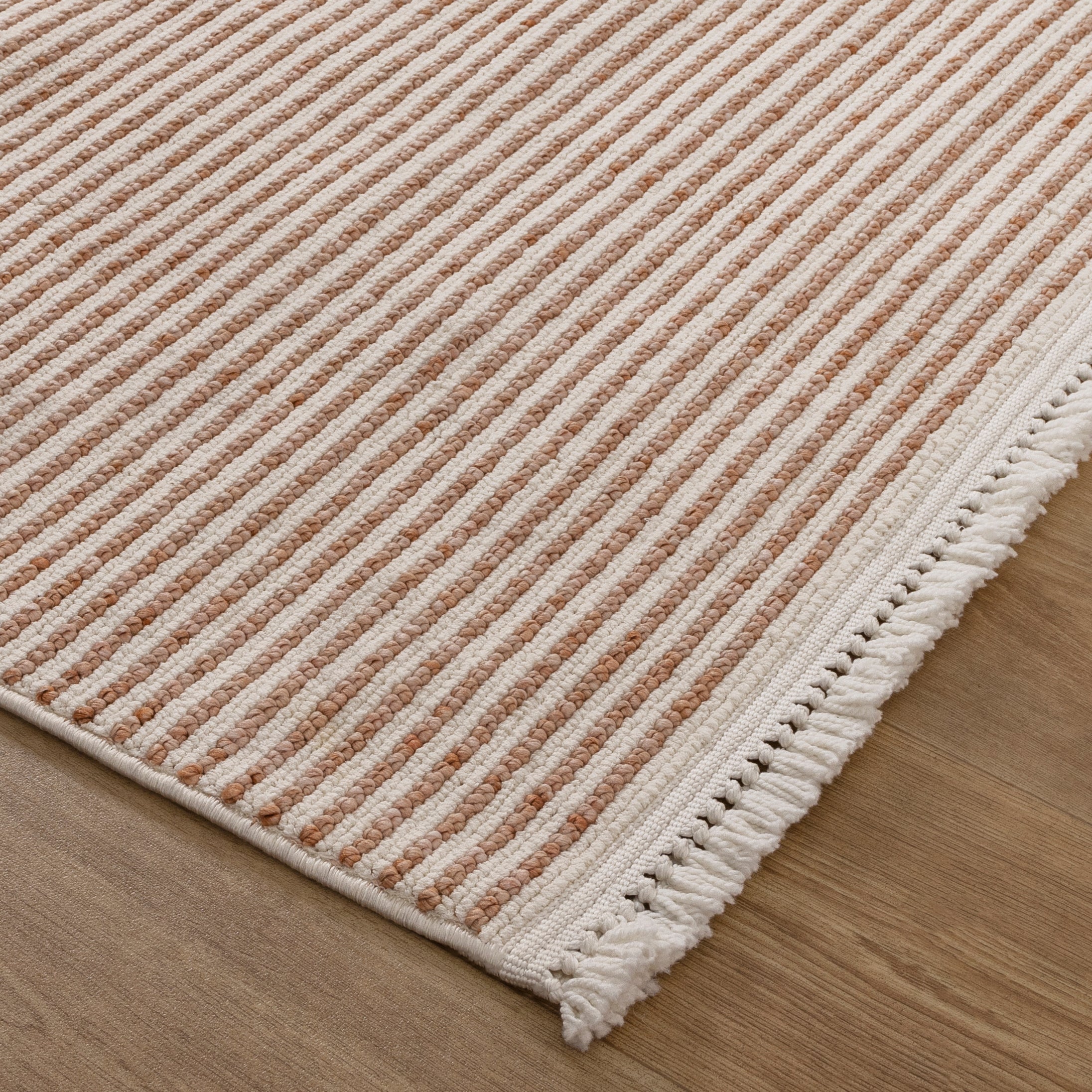 Berno Pink Ivory Loop Stripes Rug - B002 - Ivory area rug rug from Vogue Rugs Australia