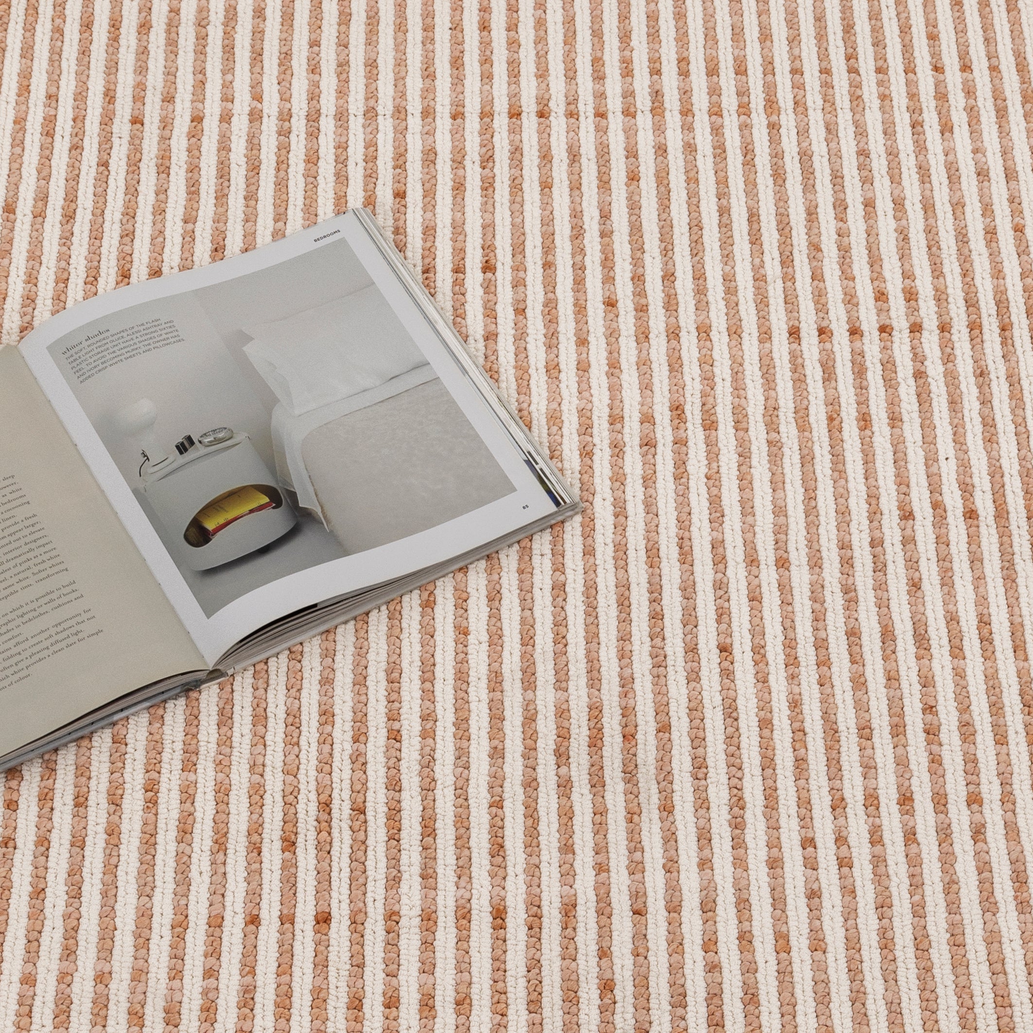 Berno Pink Ivory Loop Stripes Rug - B002.